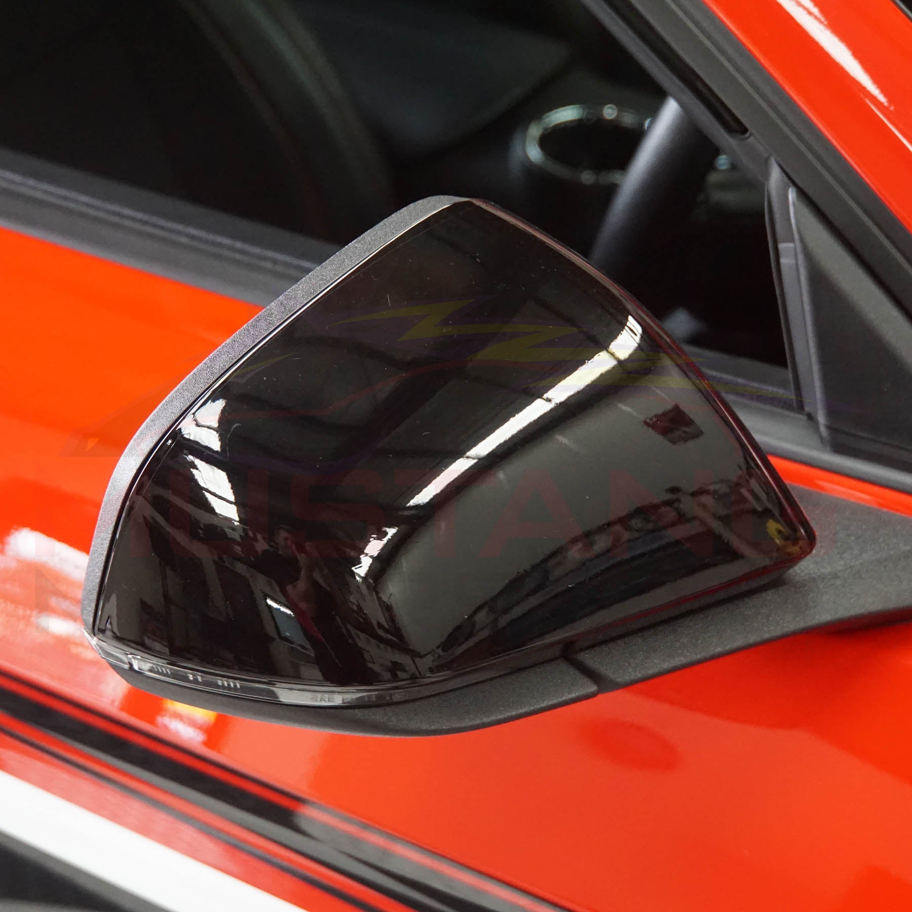 Pair Of Gloss Black M-Style Side Mirror Covers – W/ LED Light – Fits 2024-25 Ford Mustang