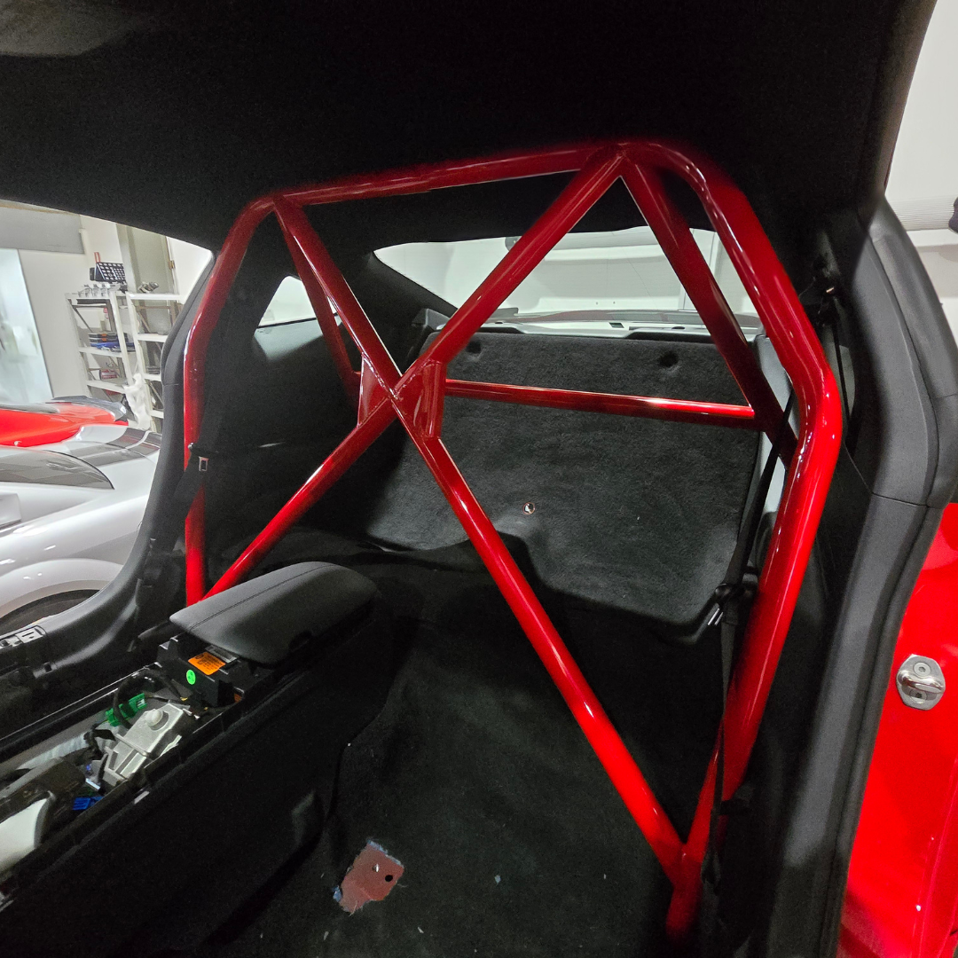 S550-S650 Mustang Bolt in Half Cage - Installed & Painted
