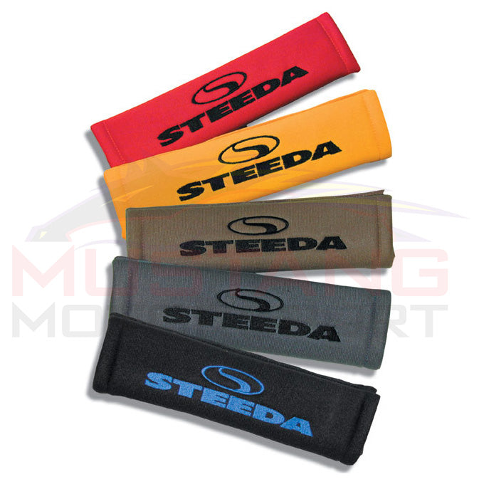 Steeda 2000-22 Seat Belt Pad - Black with Red Logo